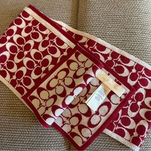 Coach Burgendy and Silver Signature Scarf